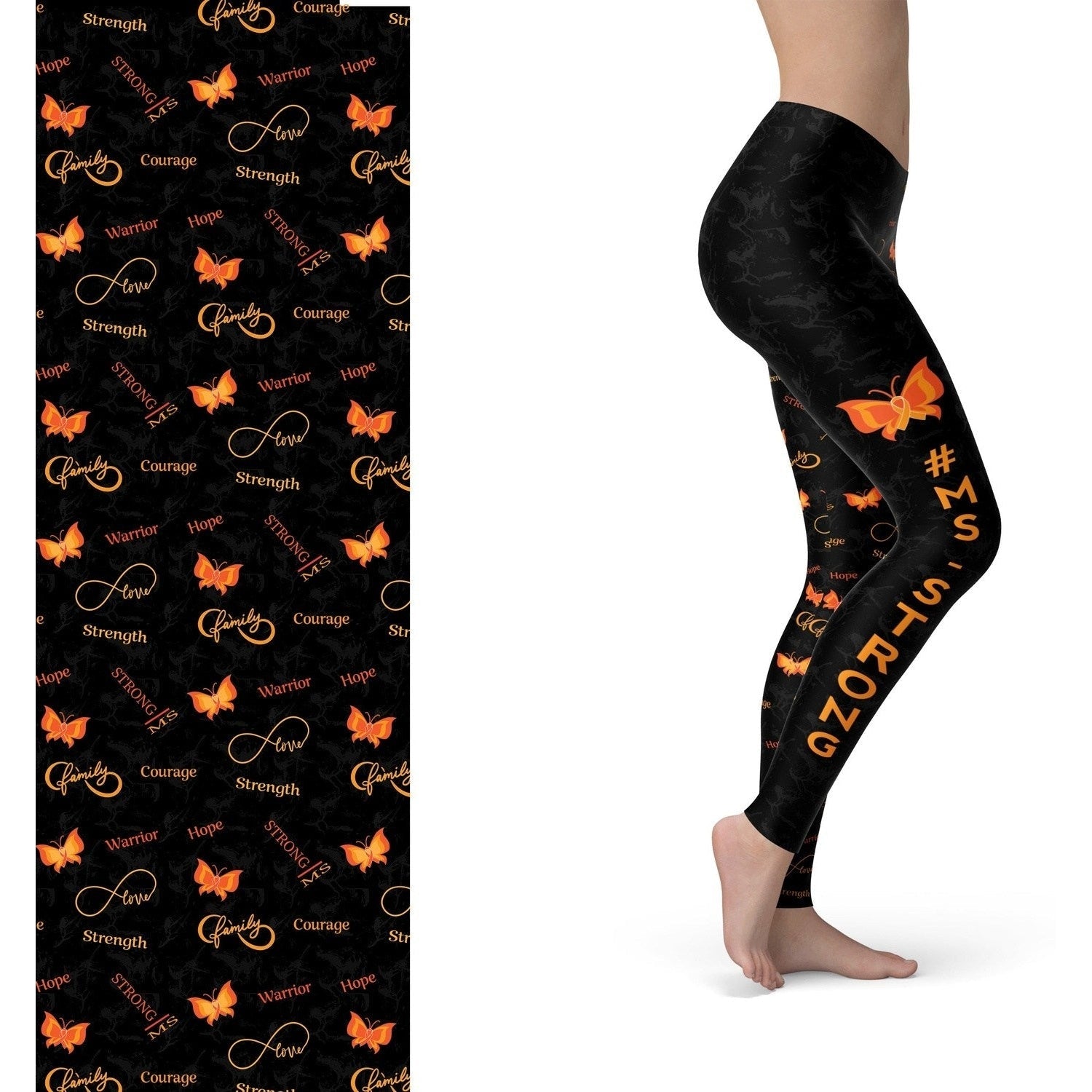 MS Strong Awareness Leggings with Pockets in Blue or Black